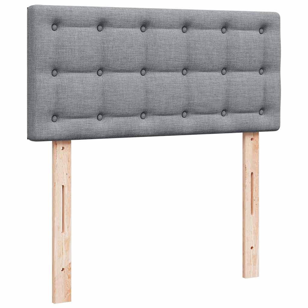 vidaXL Κρεβάτι Boxspring με Στρώμα Ανοιχτό Γκρι 90x190 εκ. Υφασμάτινο
