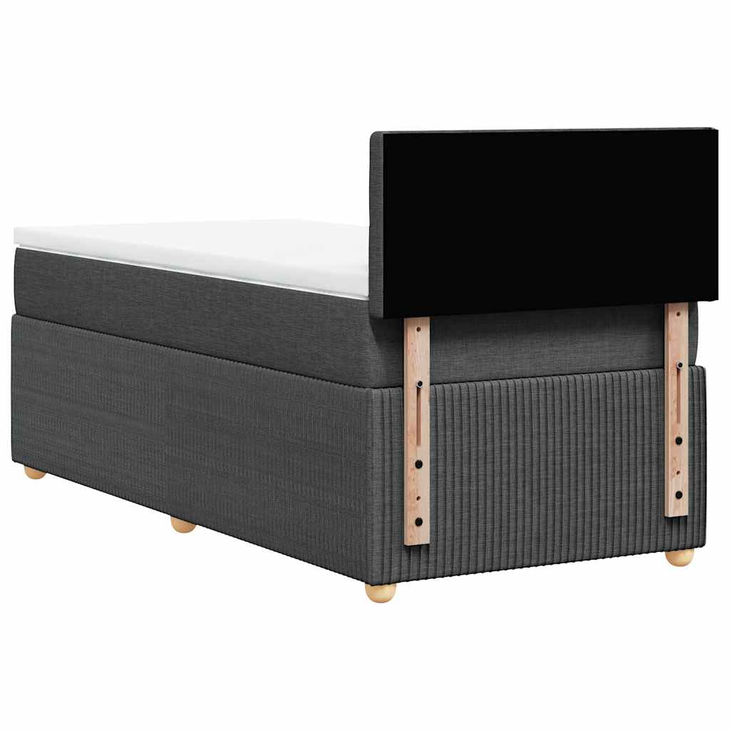 vidaXL Κρεβάτι Boxspring με Στρώμα Σκούρο Γκρι 90x190 εκ. Υφασμάτινο