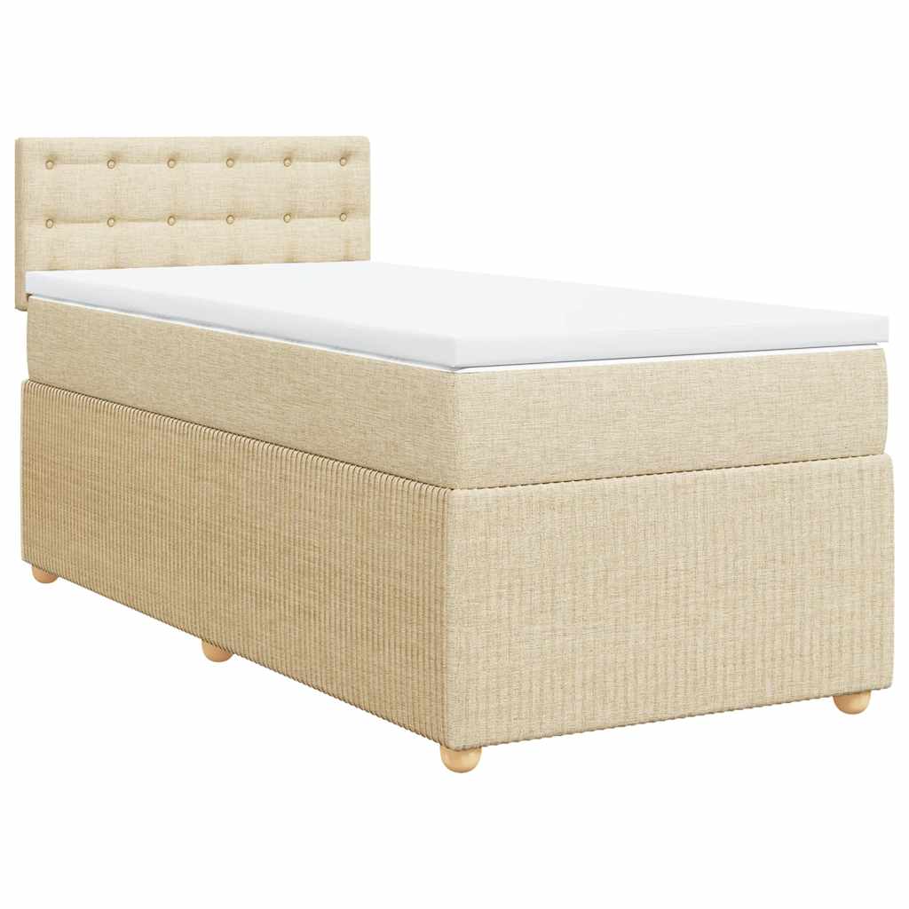 vidaXL Κρεβάτι Boxspring με Στρώμα Κρεμ 90x190 εκ.Υφασμάτινο