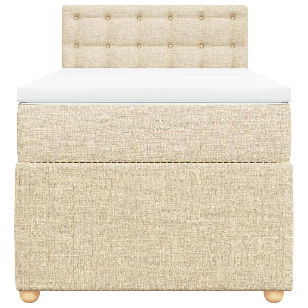 vidaXL Κρεβάτι Boxspring με Στρώμα Κρεμ 90x190 εκ.Υφασμάτινο