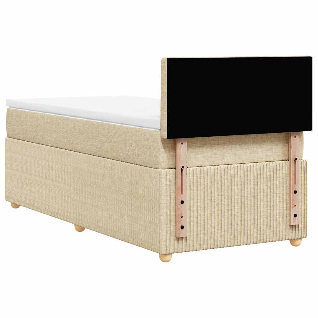 vidaXL Κρεβάτι Boxspring με Στρώμα Κρεμ 90x190 εκ.Υφασμάτινο
