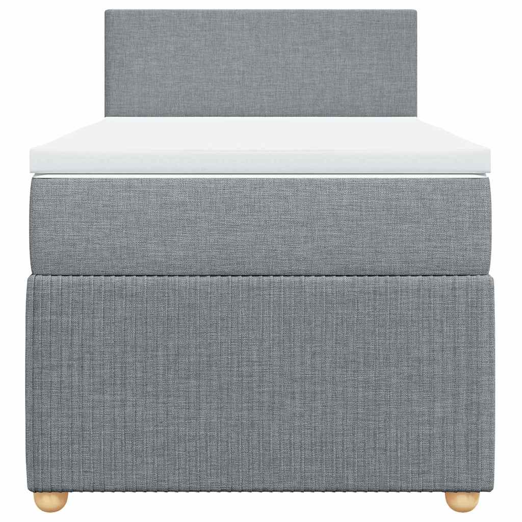 vidaXL Κρεβάτι Boxspring με Στρώμα Ανοιχτό Γκρι 90x200 εκ. Υφασμάτινο