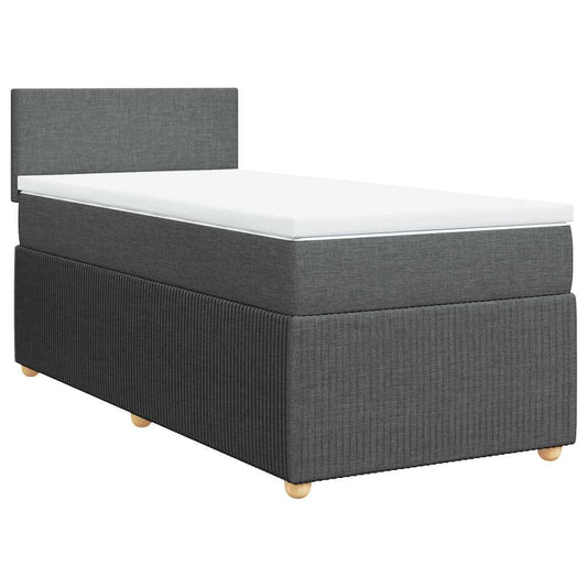 vidaXL Κρεβάτι Boxspring με Στρώμα Σκούρο Γκρι 90x200 εκ. Υφασμάτινο