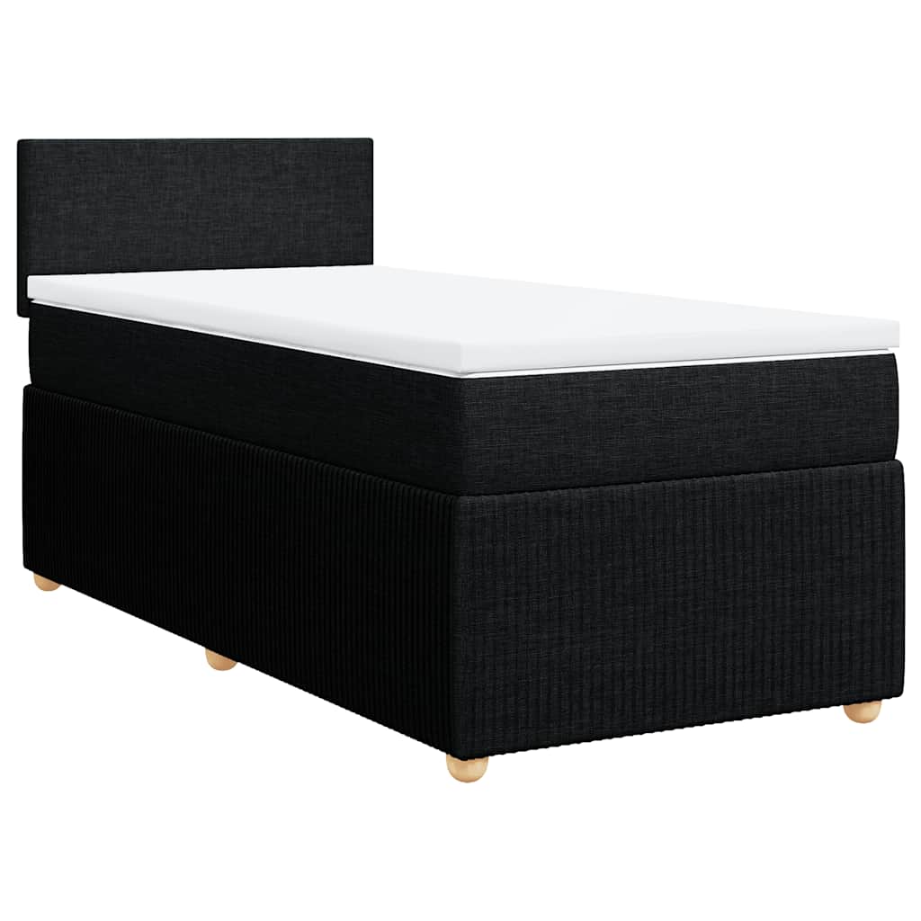 vidaXL Κρεβάτι Boxspring με Στρώμα Μαύρο 90x200 εκ. Υφασμάτινο