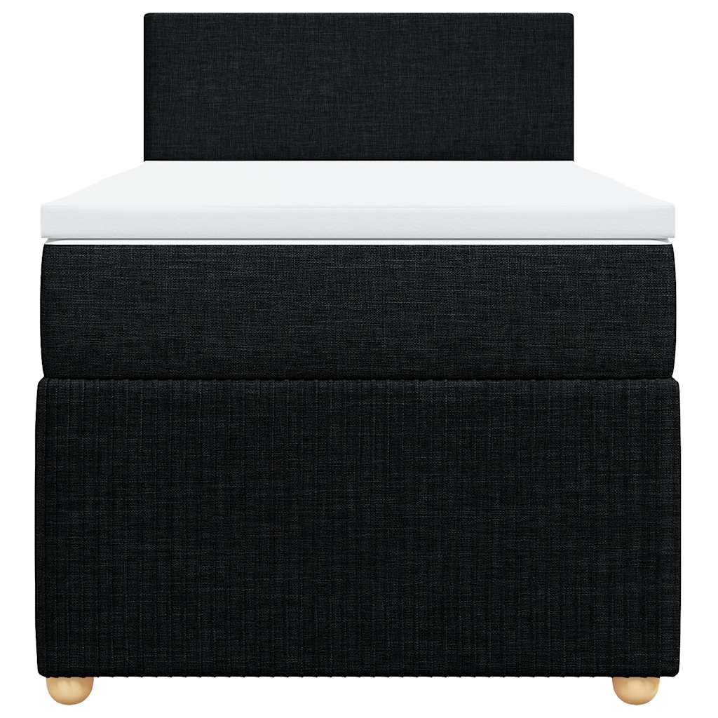 vidaXL Κρεβάτι Boxspring με Στρώμα Μαύρο 90x200 εκ. Υφασμάτινο
