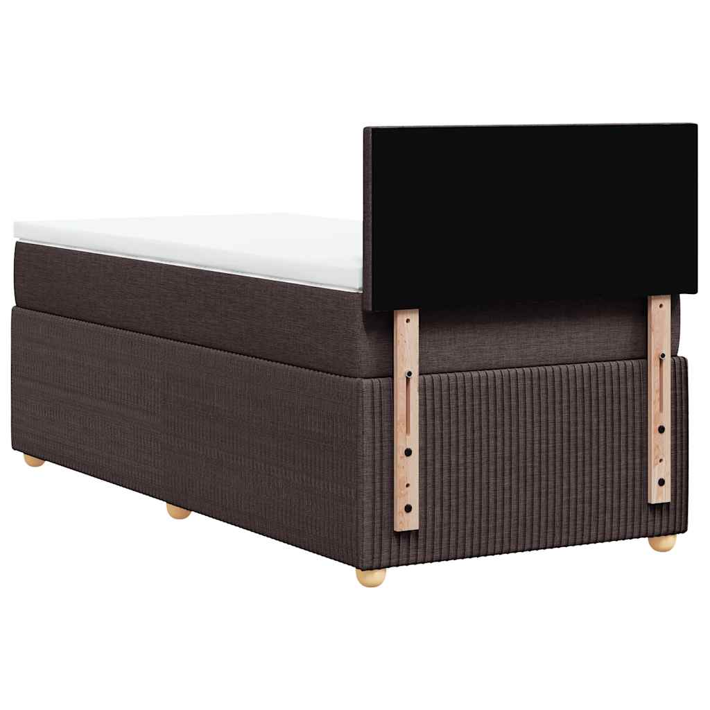 vidaXL Κρεβάτι Boxspring με Στρώμα Σκούρο Καφέ 90x200 εκ. Υφασμάτινο