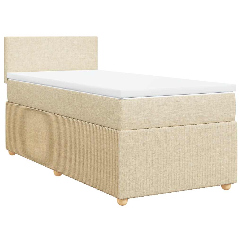 vidaXL Κρεβάτι Boxspring με Στρώμα Κρεμ 90x200 εκ.Υφασμάτινο