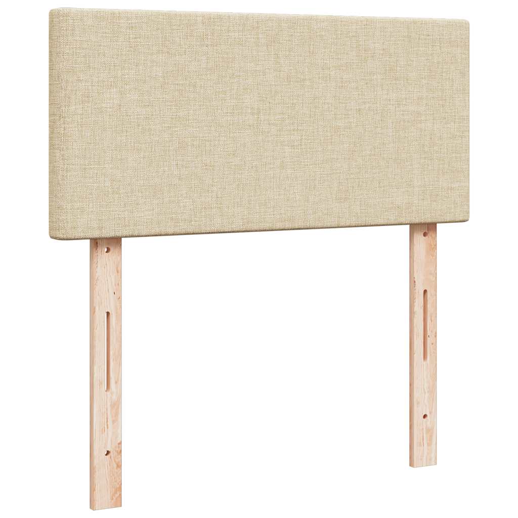 vidaXL Κρεβάτι Boxspring με Στρώμα Κρεμ 90x200 εκ.Υφασμάτινο