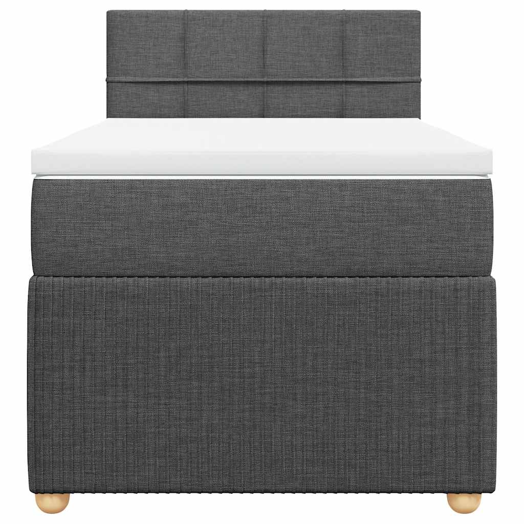 vidaXL Κρεβάτι Boxspring με Στρώμα Σκούρο Γκρι 90x200 εκ. Υφασμάτινο