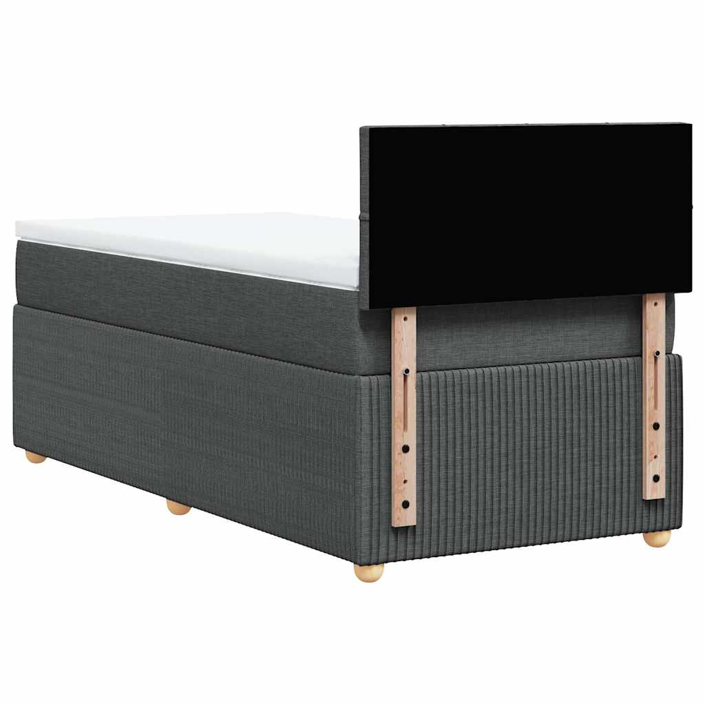 vidaXL Κρεβάτι Boxspring με Στρώμα Σκούρο Γκρι 90x200 εκ. Υφασμάτινο