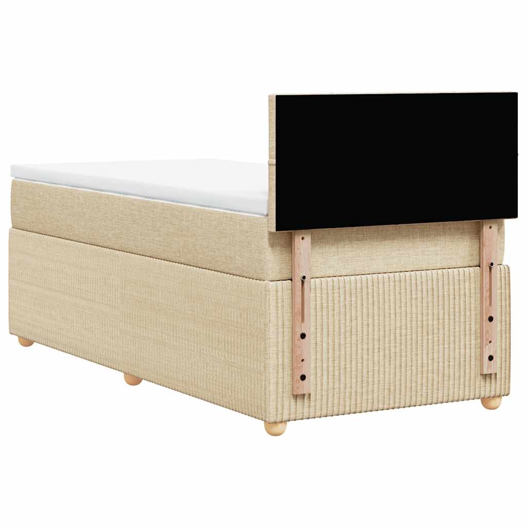 vidaXL Κρεβάτι Boxspring με Στρώμα Κρεμ 90x200 εκ.Υφασμάτινο