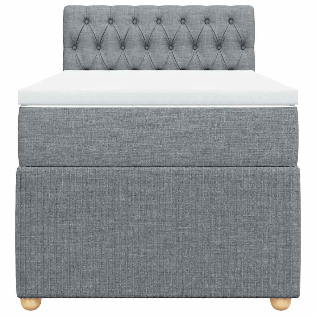 vidaXL Κρεβάτι Boxspring με Στρώμα Ανοιχτό Γκρι 90x200 εκ. Υφασμάτινο