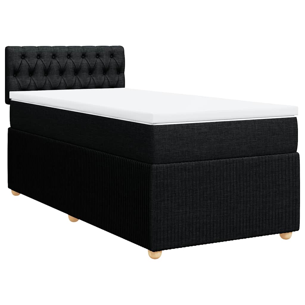 vidaXL Κρεβάτι Boxspring με Στρώμα Μαύρο 90x200 εκ. Υφασμάτινο