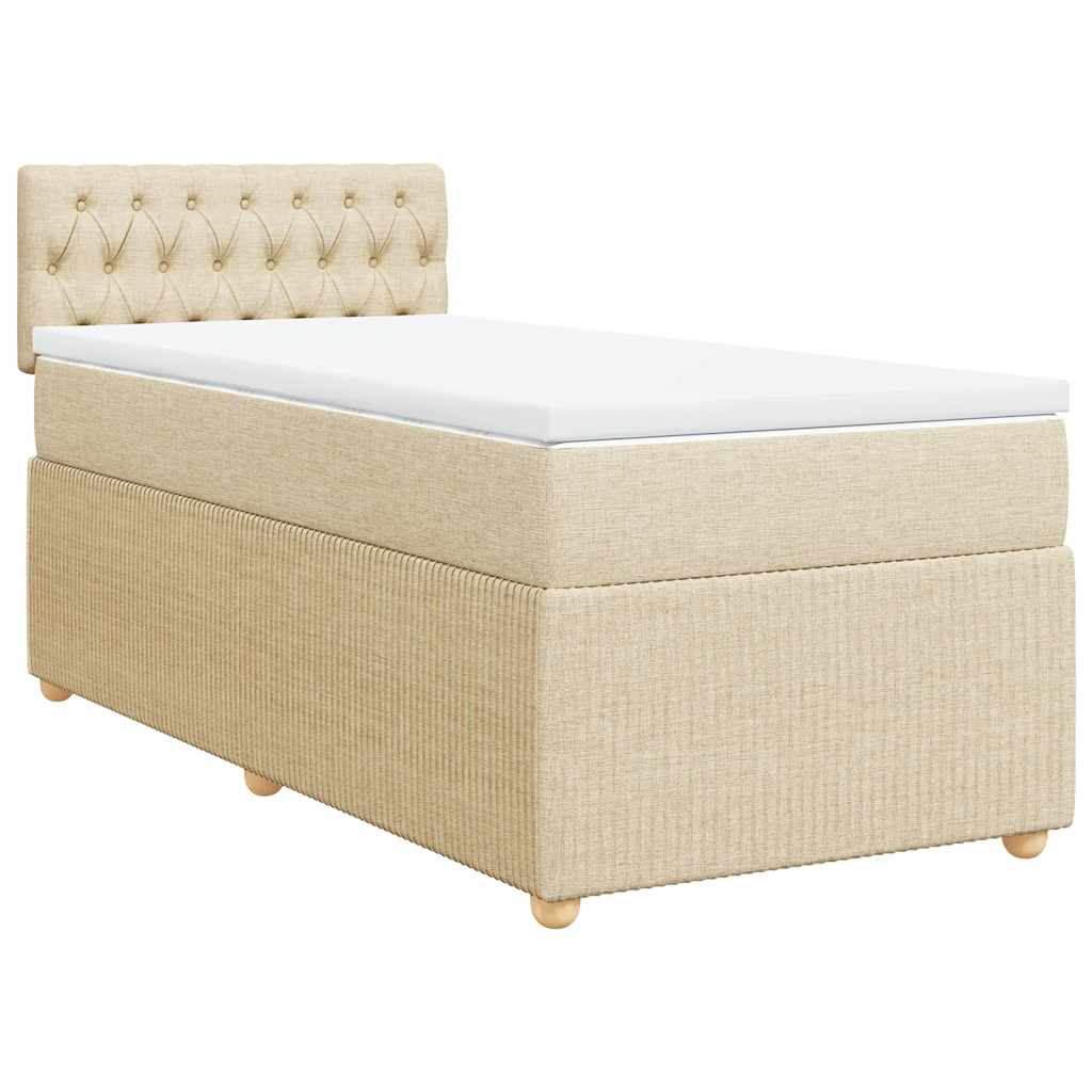 vidaXL Κρεβάτι Boxspring με Στρώμα Κρεμ 90x200 εκ.Υφασμάτινο