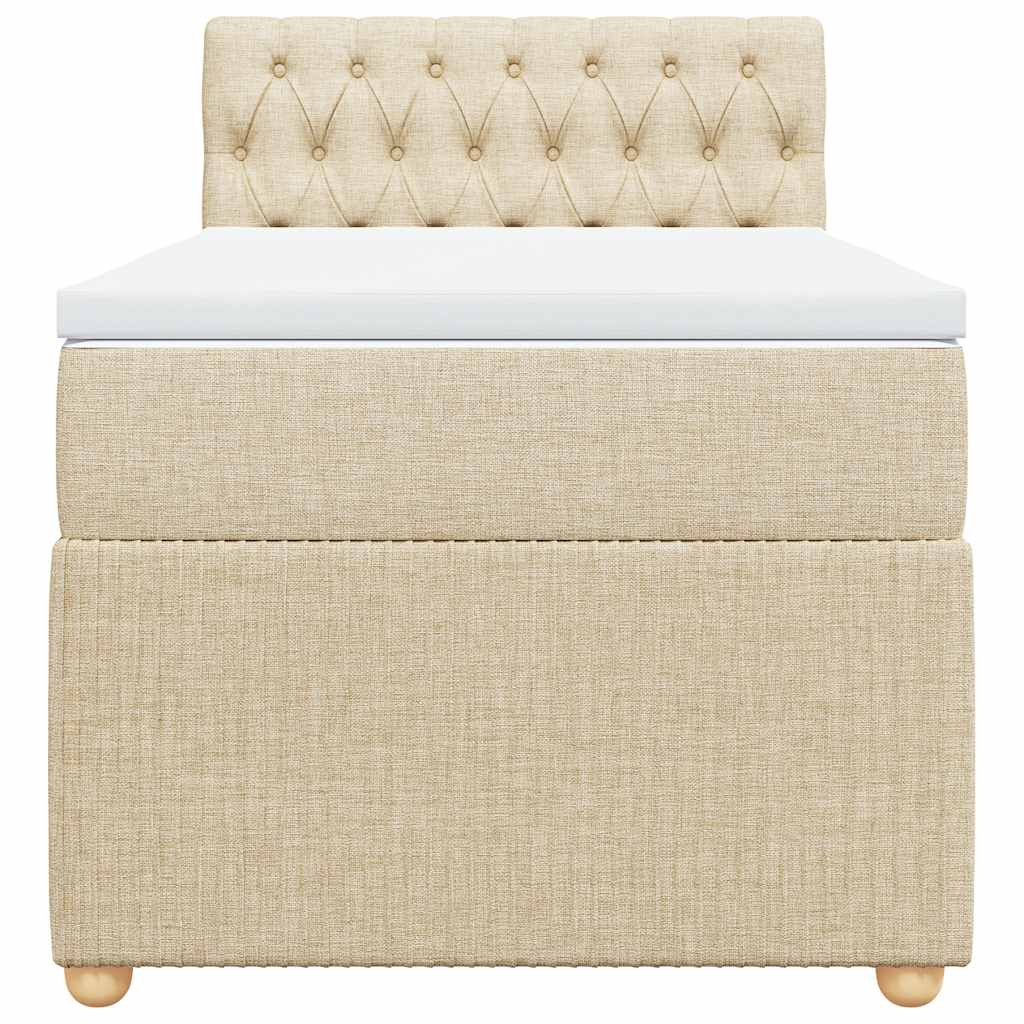 vidaXL Κρεβάτι Boxspring με Στρώμα Κρεμ 90x200 εκ.Υφασμάτινο