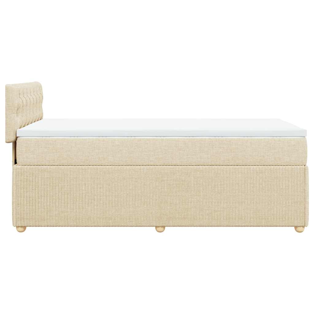 vidaXL Κρεβάτι Boxspring με Στρώμα Κρεμ 90x200 εκ.Υφασμάτινο