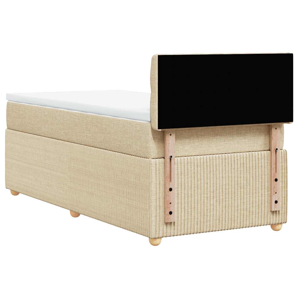 vidaXL Κρεβάτι Boxspring με Στρώμα Κρεμ 90x200 εκ.Υφασμάτινο