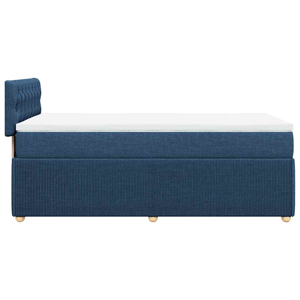 vidaXL Κρεβάτι Boxspring με Στρώμα Μπλε 90x200 εκ.Υφασμάτινο