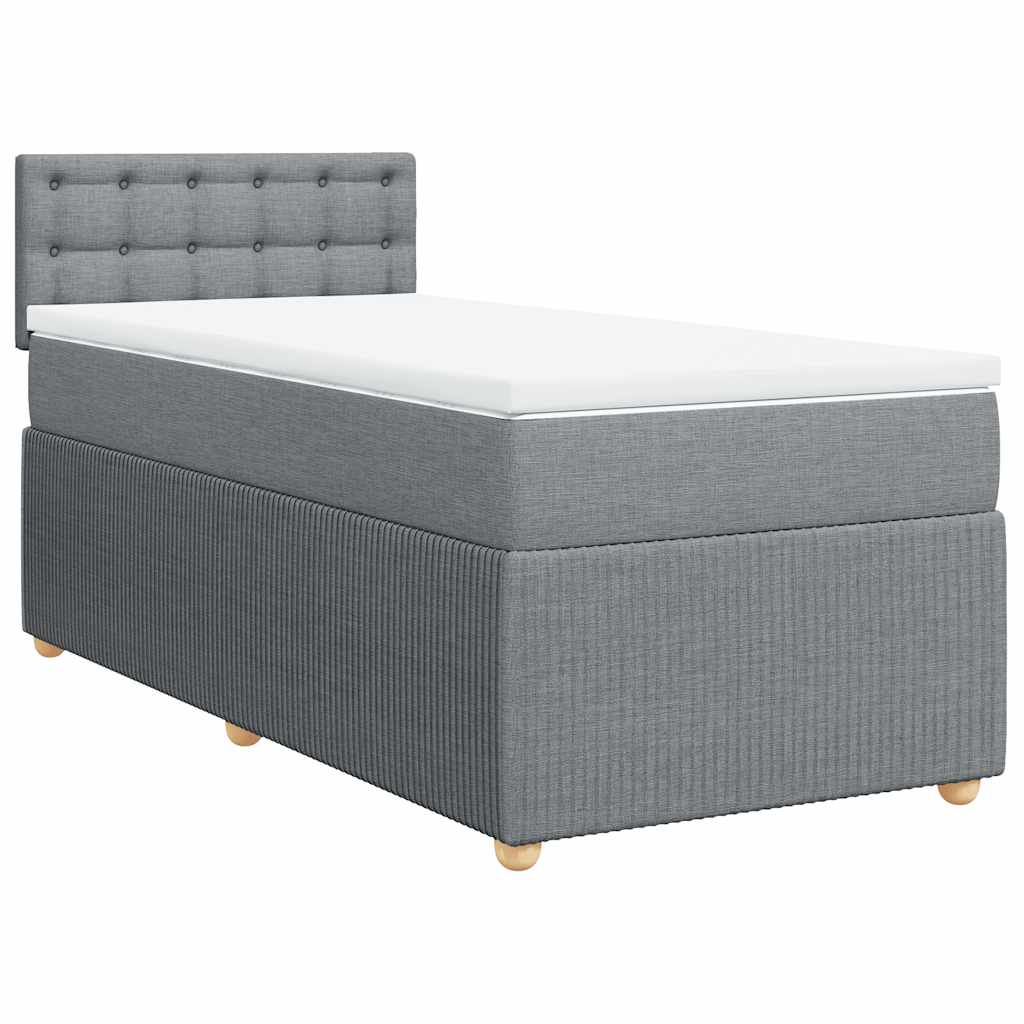 vidaXL Κρεβάτι Boxspring με Στρώμα Ανοιχτό Γκρι 90x200 εκ. Υφασμάτινο