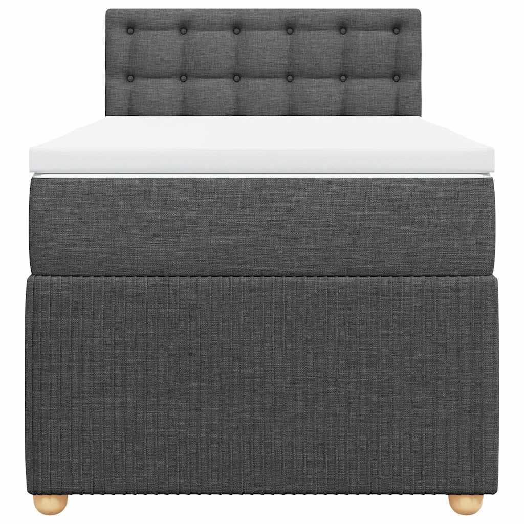 vidaXL Κρεβάτι Boxspring με Στρώμα Σκούρο Γκρι 90x200 εκ. Υφασμάτινο