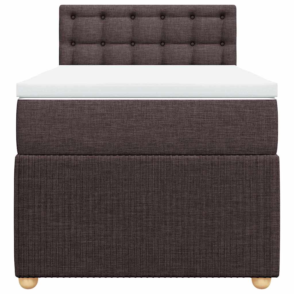 vidaXL Κρεβάτι Boxspring με Στρώμα Σκούρο Καφέ 90x200 εκ. Υφασμάτινο