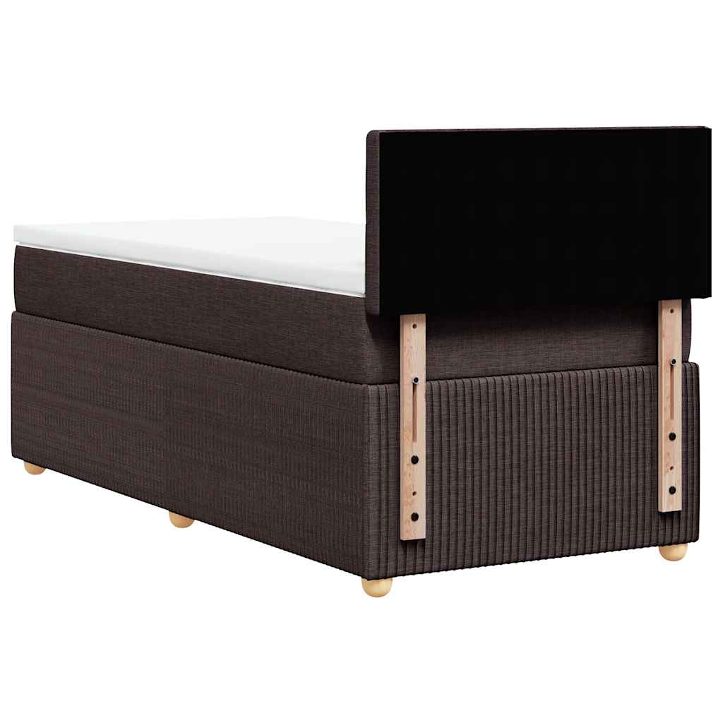 vidaXL Κρεβάτι Boxspring με Στρώμα Σκούρο Καφέ 90x200 εκ. Υφασμάτινο