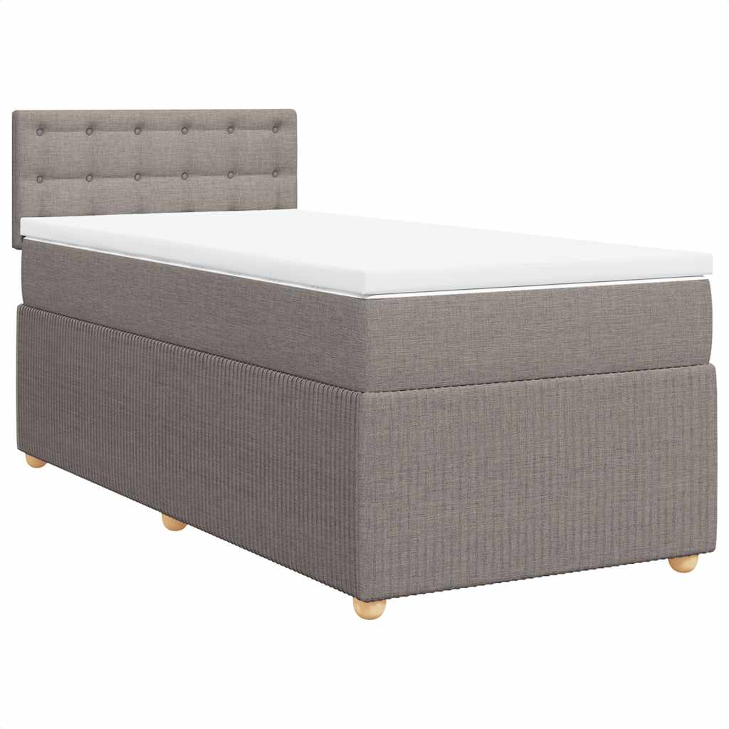 vidaXL Κρεβάτι Boxspring με Στρώμα Taupe 90x200 εκ. Υφασμάτινο