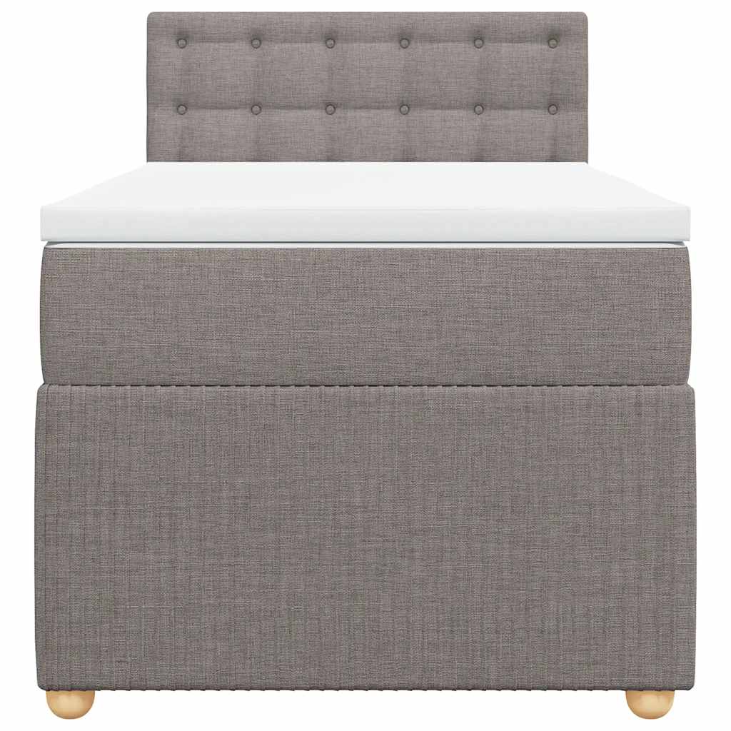 vidaXL Κρεβάτι Boxspring με Στρώμα Taupe 90x200 εκ. Υφασμάτινο