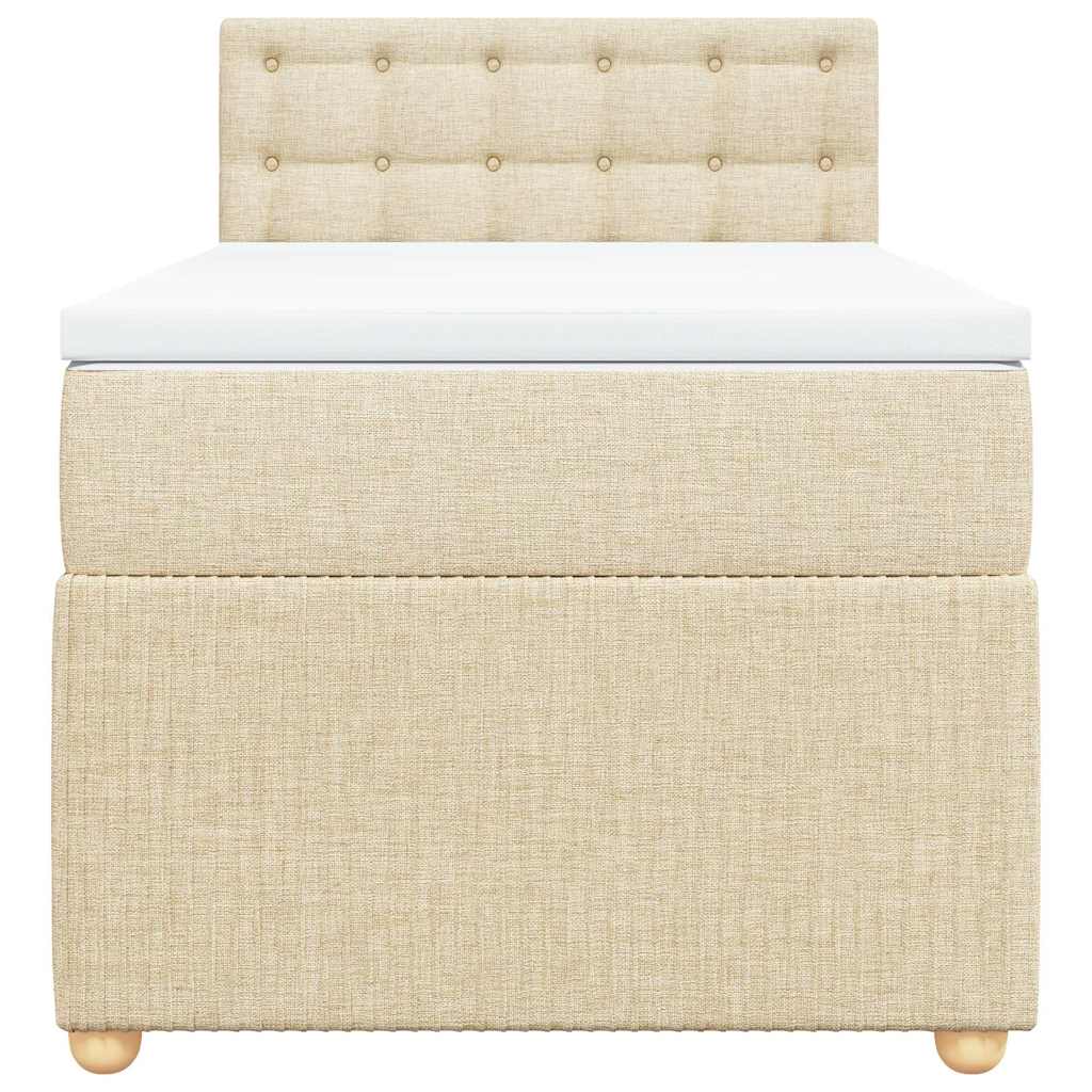 vidaXL Κρεβάτι Boxspring με Στρώμα Κρεμ 90x200 εκ.Υφασμάτινο