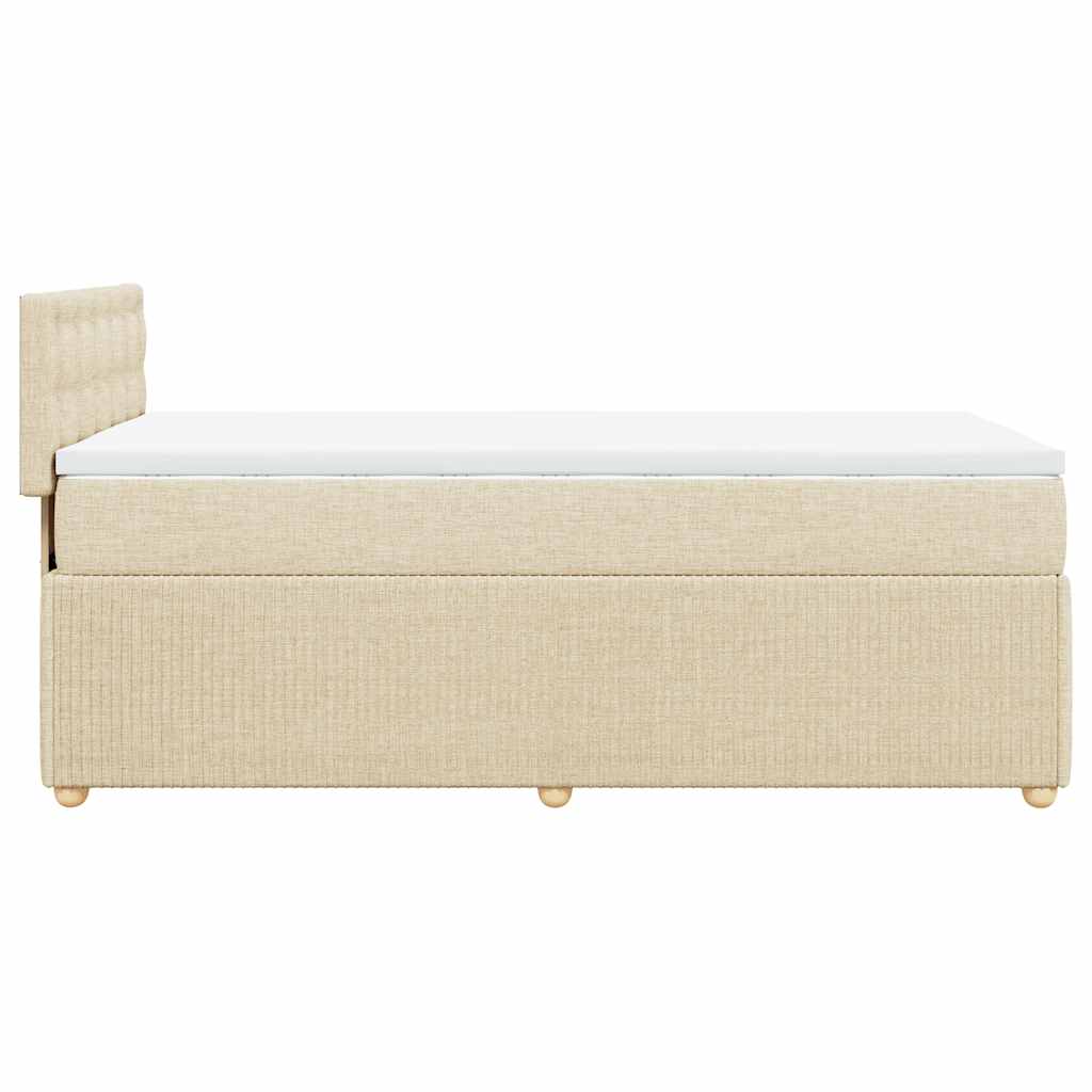 vidaXL Κρεβάτι Boxspring με Στρώμα Κρεμ 90x200 εκ.Υφασμάτινο