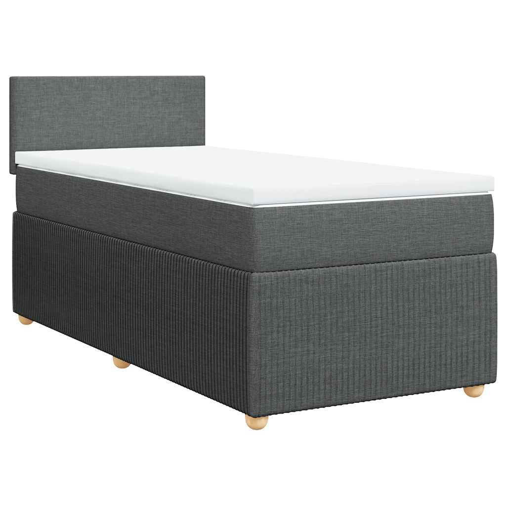 vidaXL Κρεβάτι Boxspring με Στρώμα Σκούρο Γκρι 100x200 εκ. Υφασμάτινο