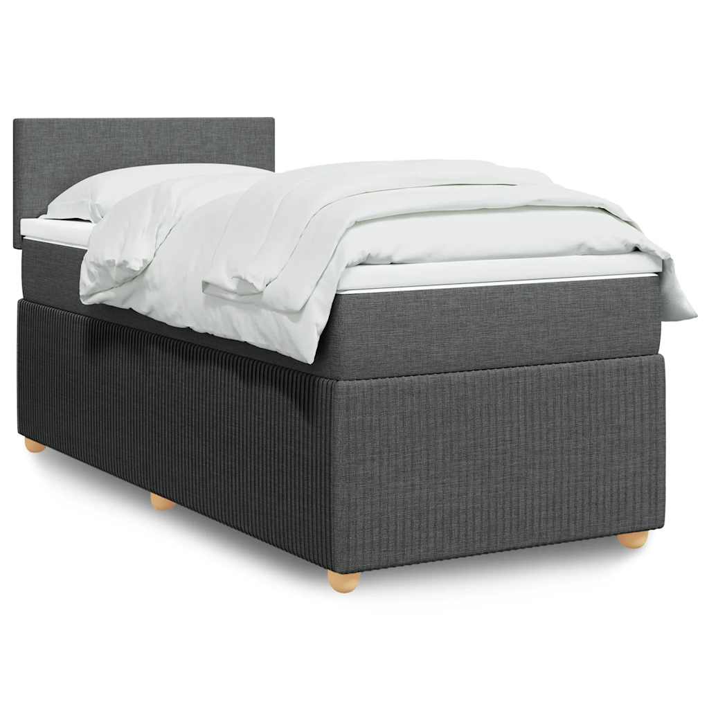 vidaXL Κρεβάτι Boxspring με Στρώμα Σκούρο Γκρι 100x200 εκ. Υφασμάτινο