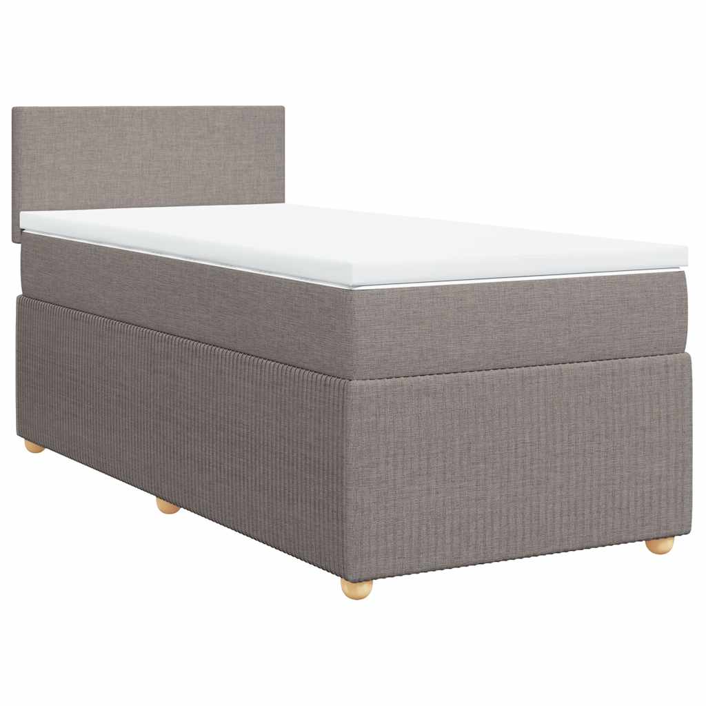 vidaXL Κρεβάτι Boxspring με Στρώμα Taupe 100 x 200 εκ. Υφασμάτινο