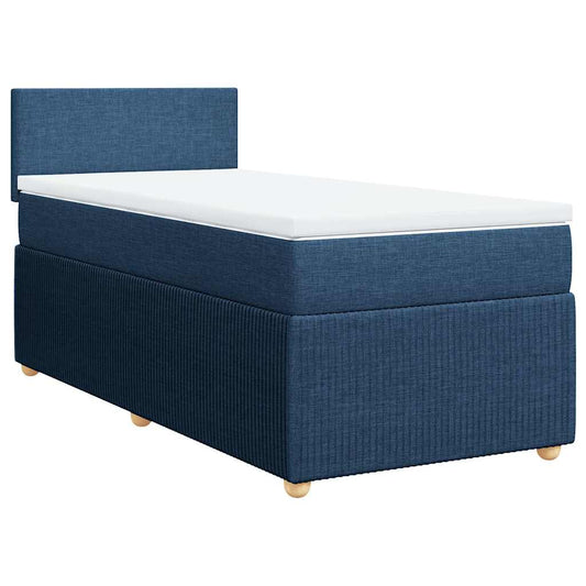 vidaXL Κρεβάτι Boxspring με Στρώμα Μπλε 100 x 200 εκ. Υφασμάτινο