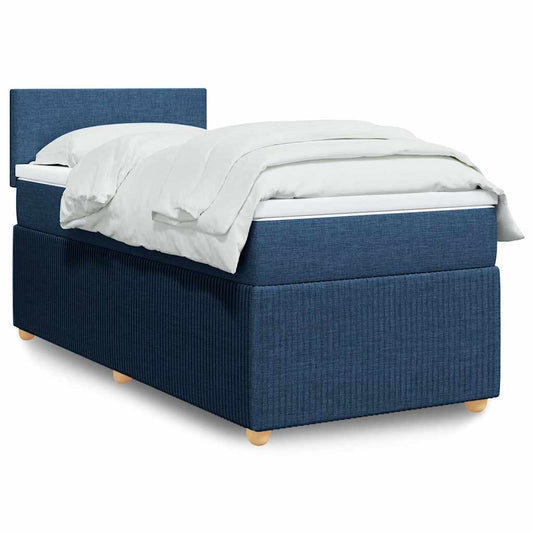 vidaXL Κρεβάτι Boxspring με Στρώμα Μπλε 100 x 200 εκ. Υφασμάτινο