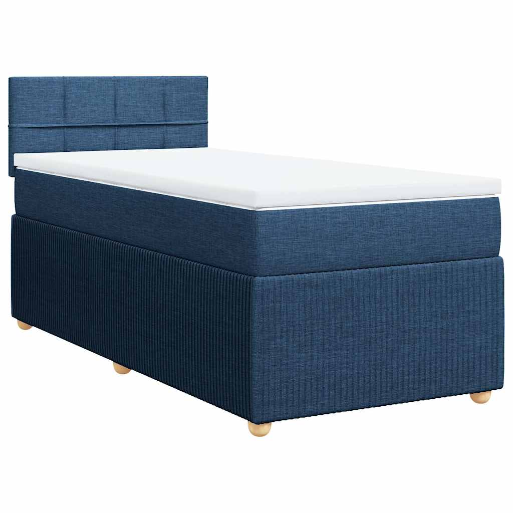 vidaXL Κρεβάτι Boxspring με Στρώμα Μπλε 100 x 200 εκ. Υφασμάτινο