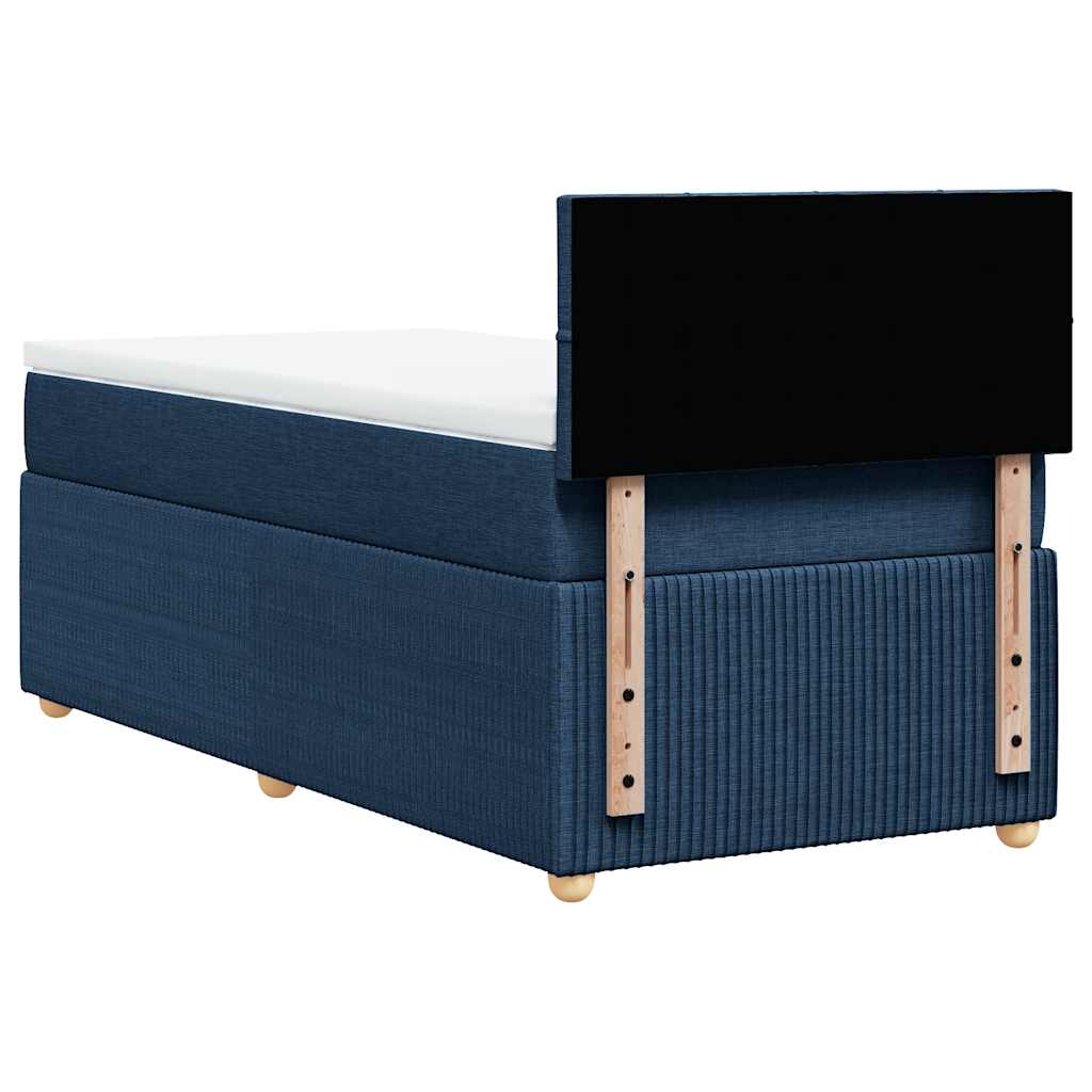 vidaXL Κρεβάτι Boxspring με Στρώμα Μπλε 100 x 200 εκ. Υφασμάτινο