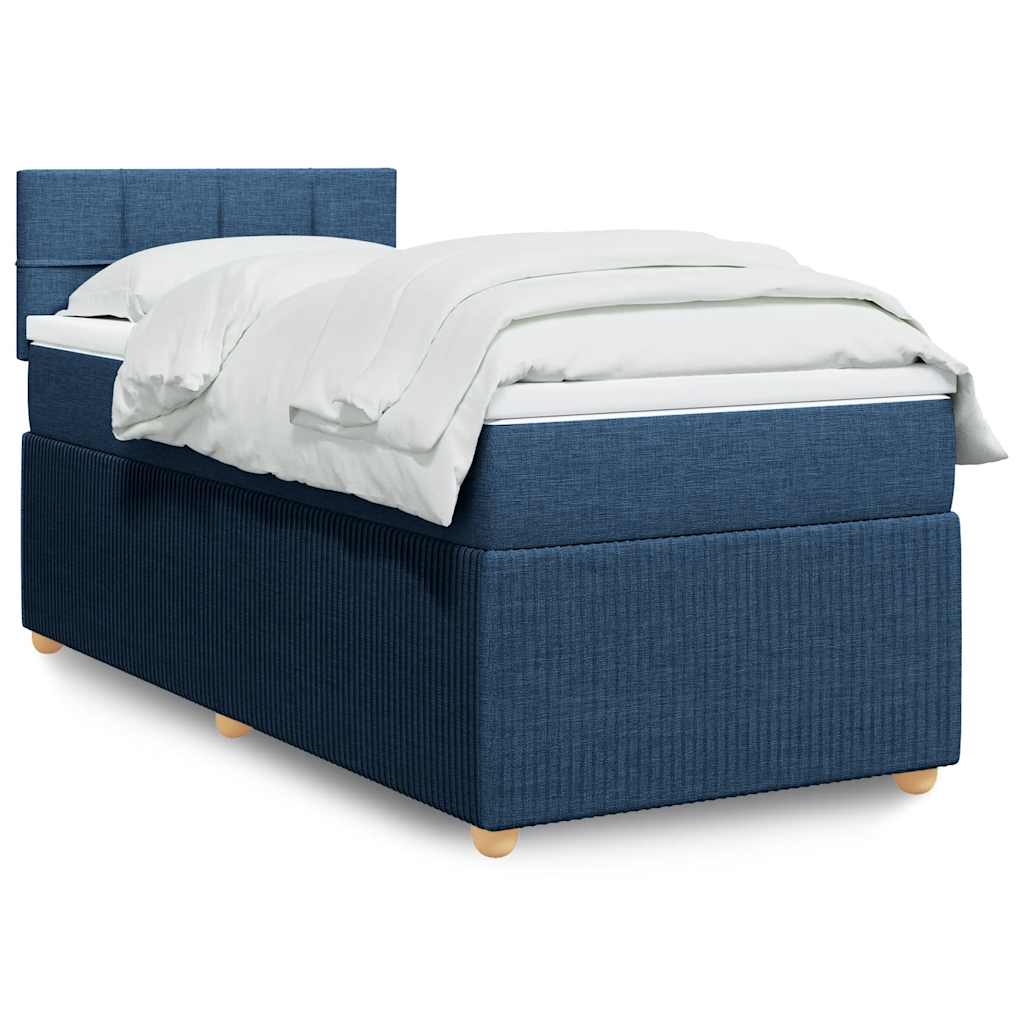 vidaXL Κρεβάτι Boxspring με Στρώμα Μπλε 100 x 200 εκ. Υφασμάτινο