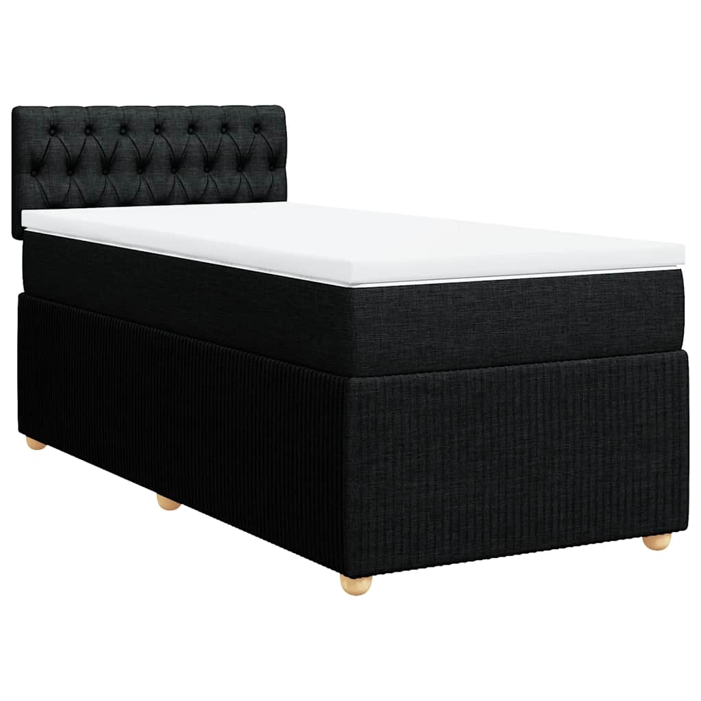 vidaXL Κρεβάτι Boxspring με Στρώμα Μαύρο 100 x 200 εκ. Υφασμάτινο
