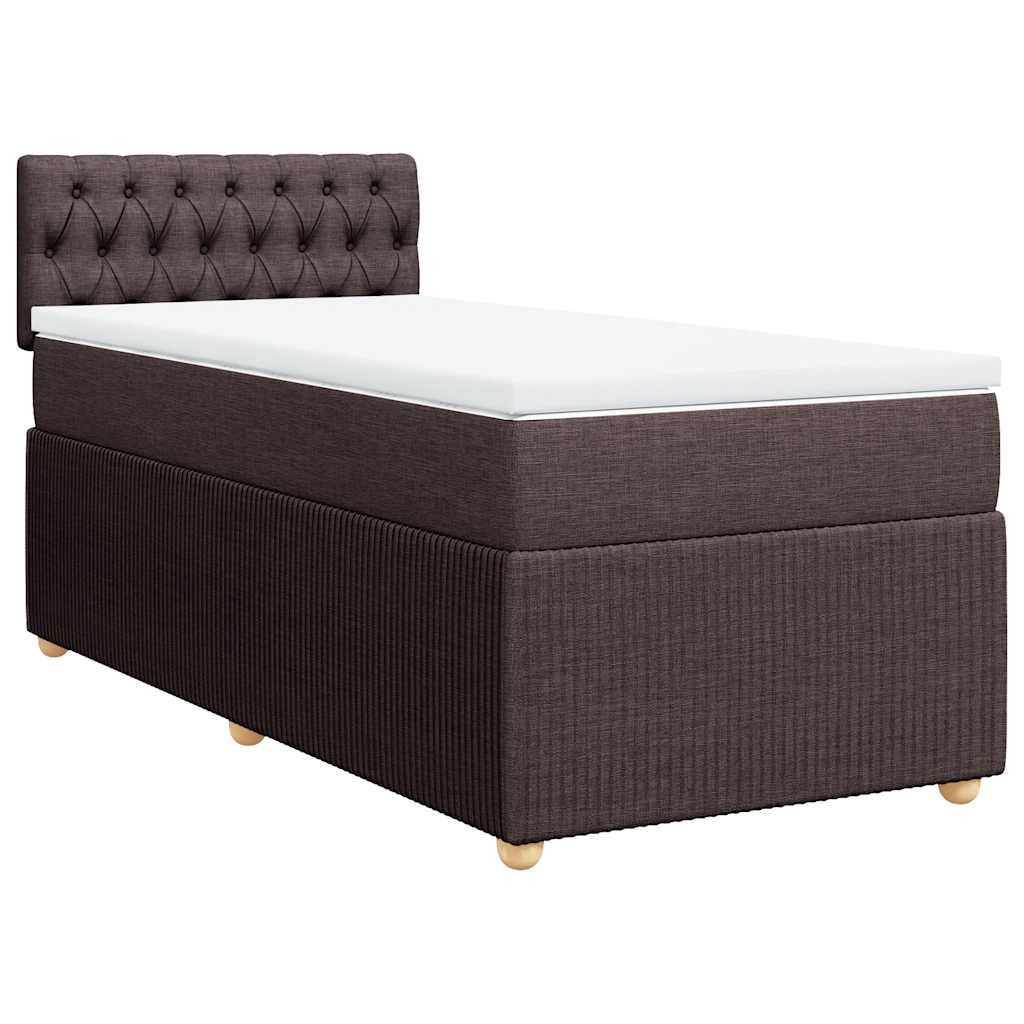 vidaXL Κρεβάτι Boxspring με Στρώμα Σκούρο Καφέ 100x200 εκ. Υφασμάτινο