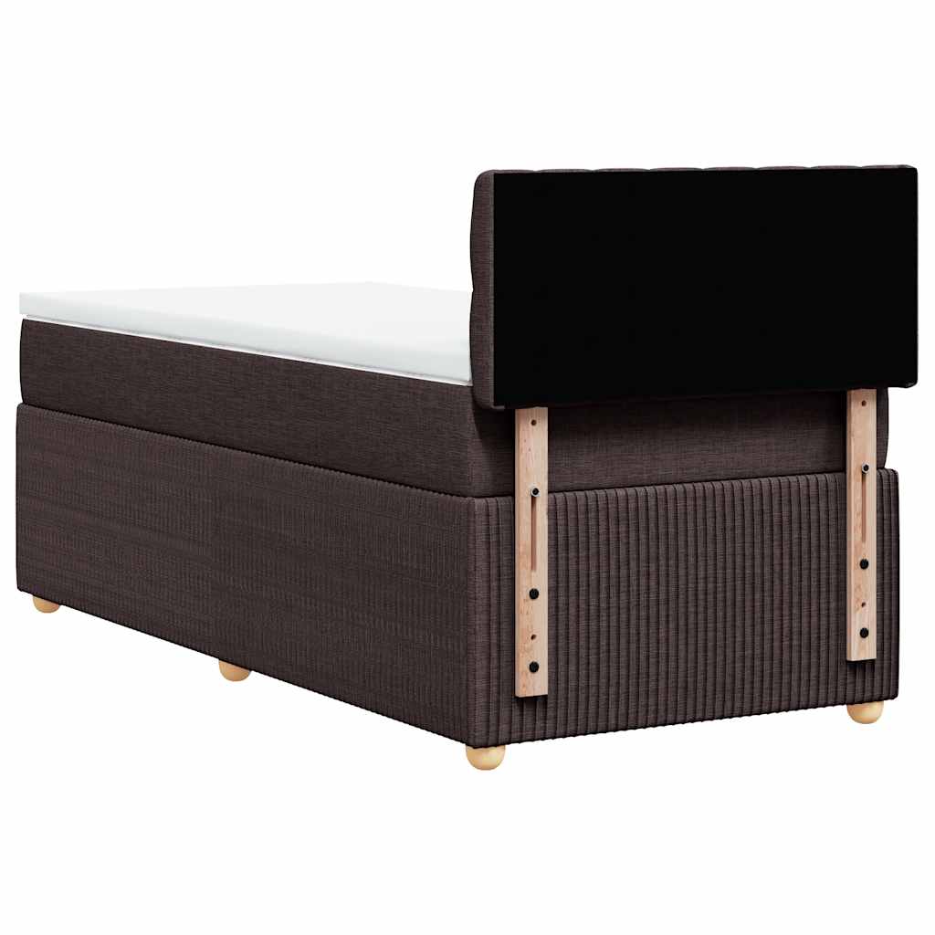 vidaXL Κρεβάτι Boxspring με Στρώμα Σκούρο Καφέ 100x200 εκ. Υφασμάτινο