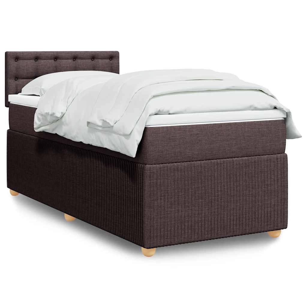 vidaXL Κρεβάτι Boxspring με Στρώμα Σκούρο Καφέ 100x200 εκ. Υφασμάτινο