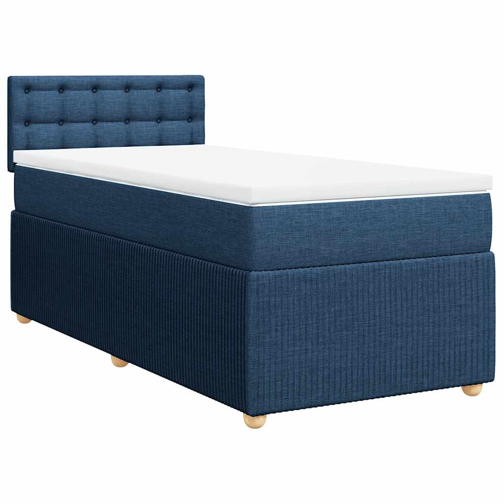 vidaXL Κρεβάτι Boxspring με Στρώμα Μπλε 100 x 200 εκ. Υφασμάτινο
