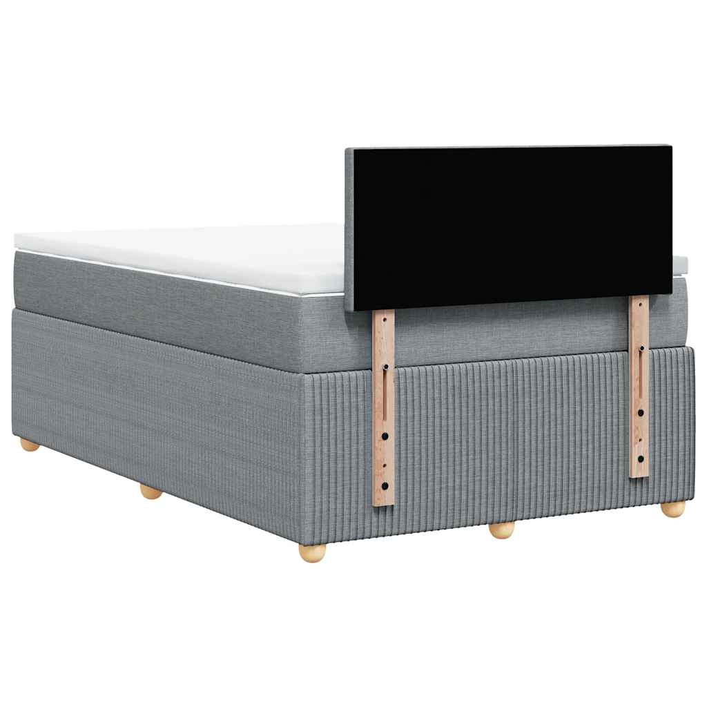 vidaXL Κρεβάτι Boxspring με Στρώμα Ανοιχτό Γκρι 120x190 εκ. Υφασμάτινο