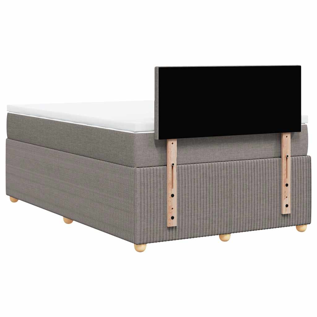 vidaXL Κρεβάτι Boxspring με Στρώμα Taupe 120x190 εκ. Υφασμάτινο