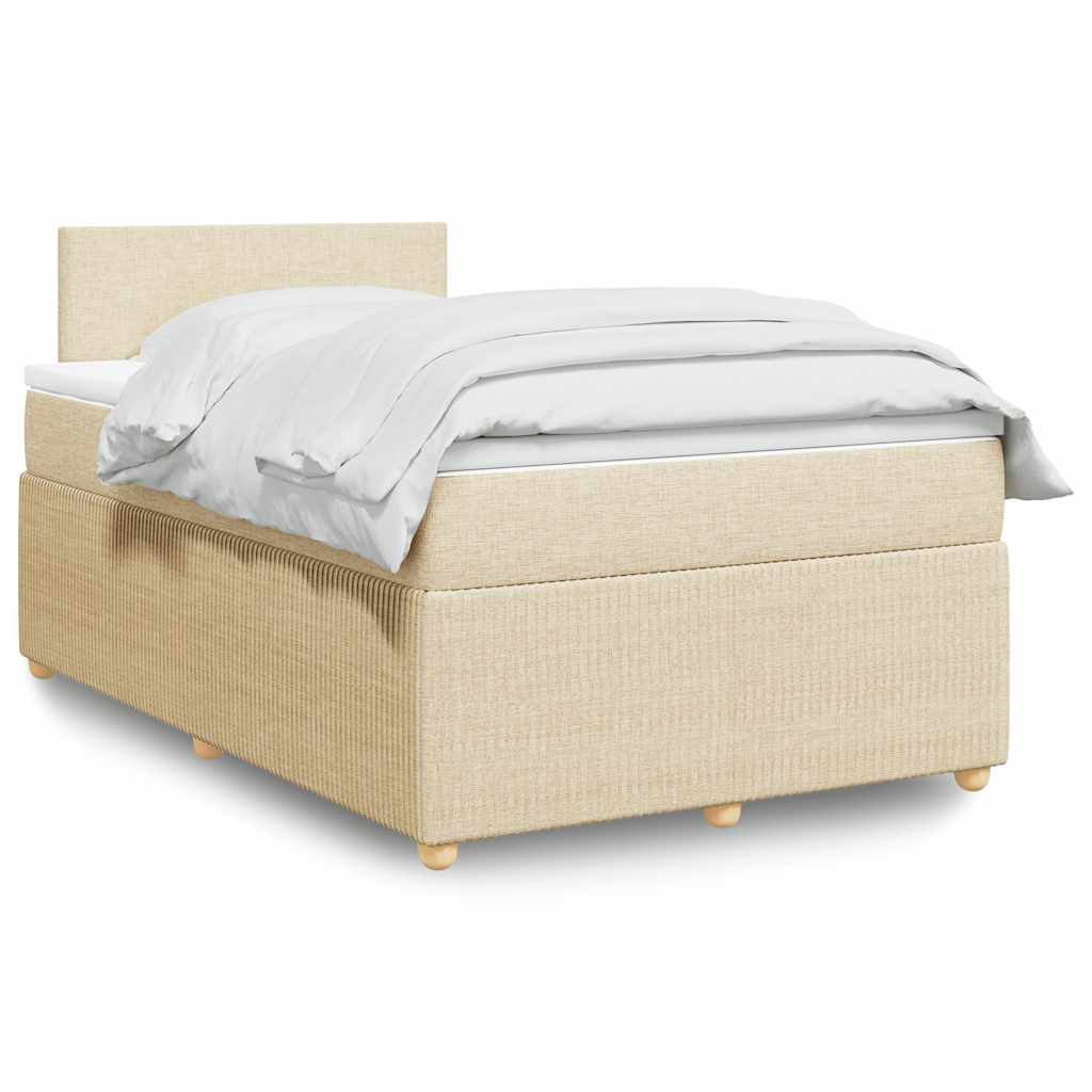 vidaXL Κρεβάτι Boxspring με Στρώμα Κρεμ 120x190 εκ. Υφασμάτινο