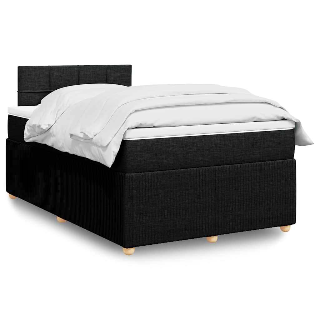 vidaXL Κρεβάτι Boxspring με Στρώμα Μαύρο 120x190 εκ. Υφασμάτινο