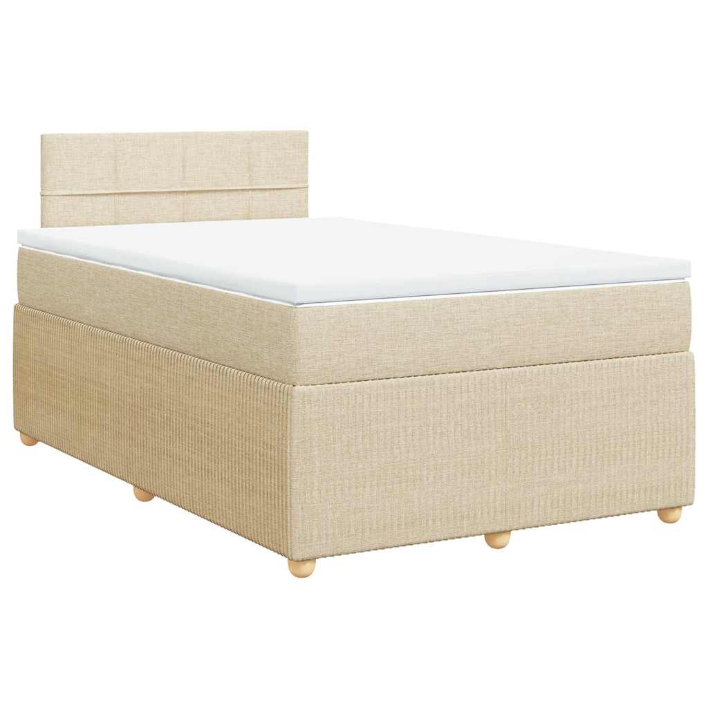 vidaXL Κρεβάτι Boxspring με Στρώμα Κρεμ 120x190 εκ. Υφασμάτινο