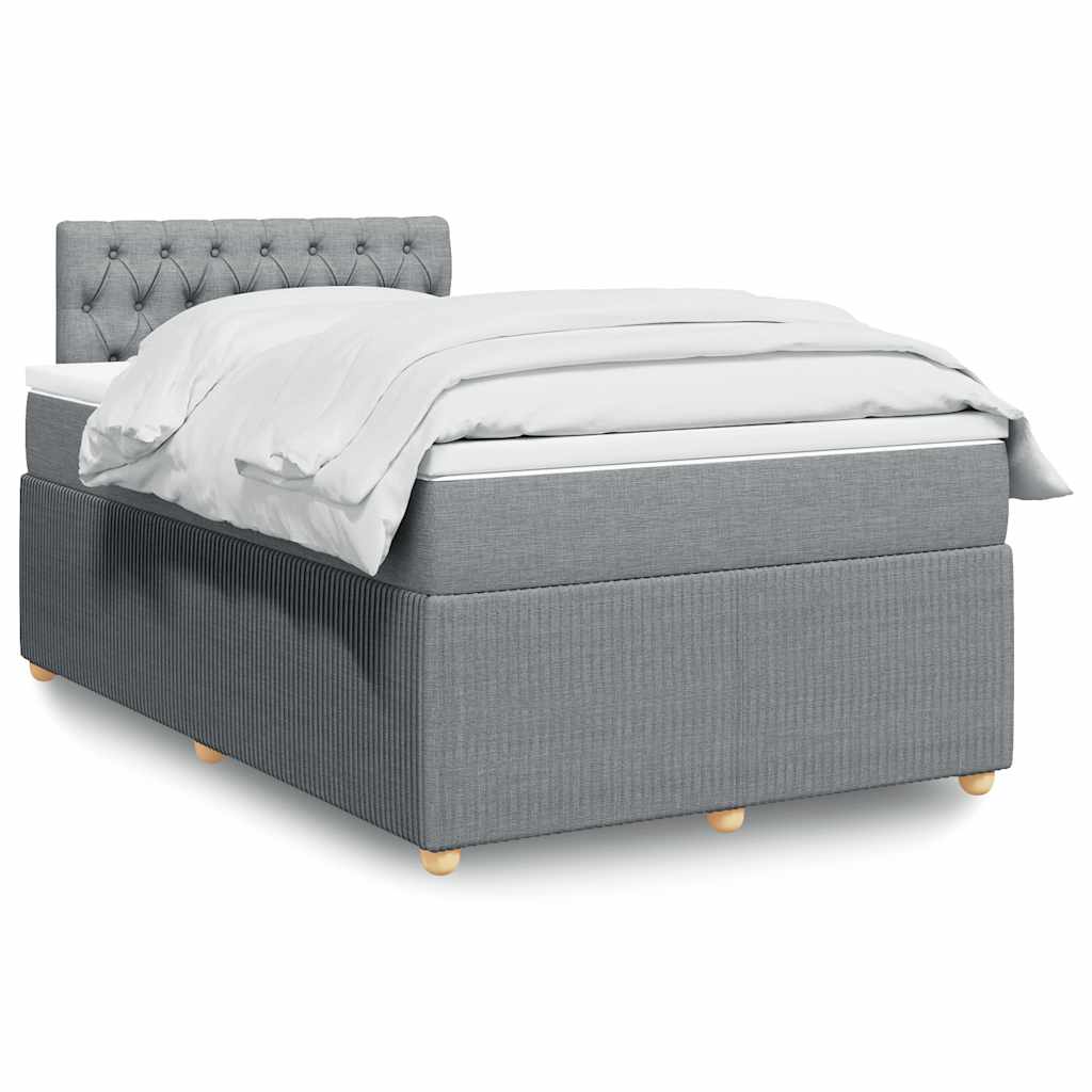 vidaXL Κρεβάτι Boxspring με Στρώμα Ανοιχτό Γκρι 120x190 εκ. Υφασμάτινο