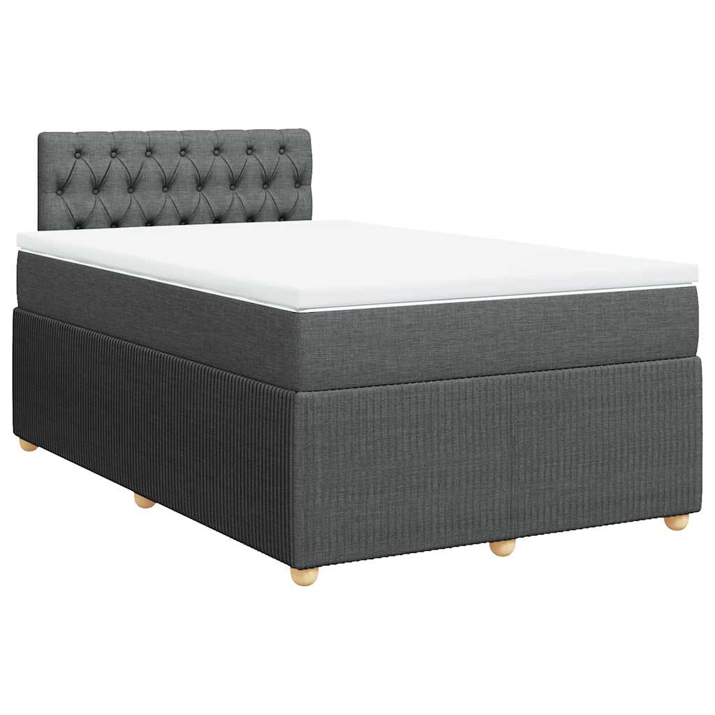 vidaXL Κρεβάτι Boxspring με Στρώμα Σκούρο Γκρι 120x190 εκ Υφασμάτινο